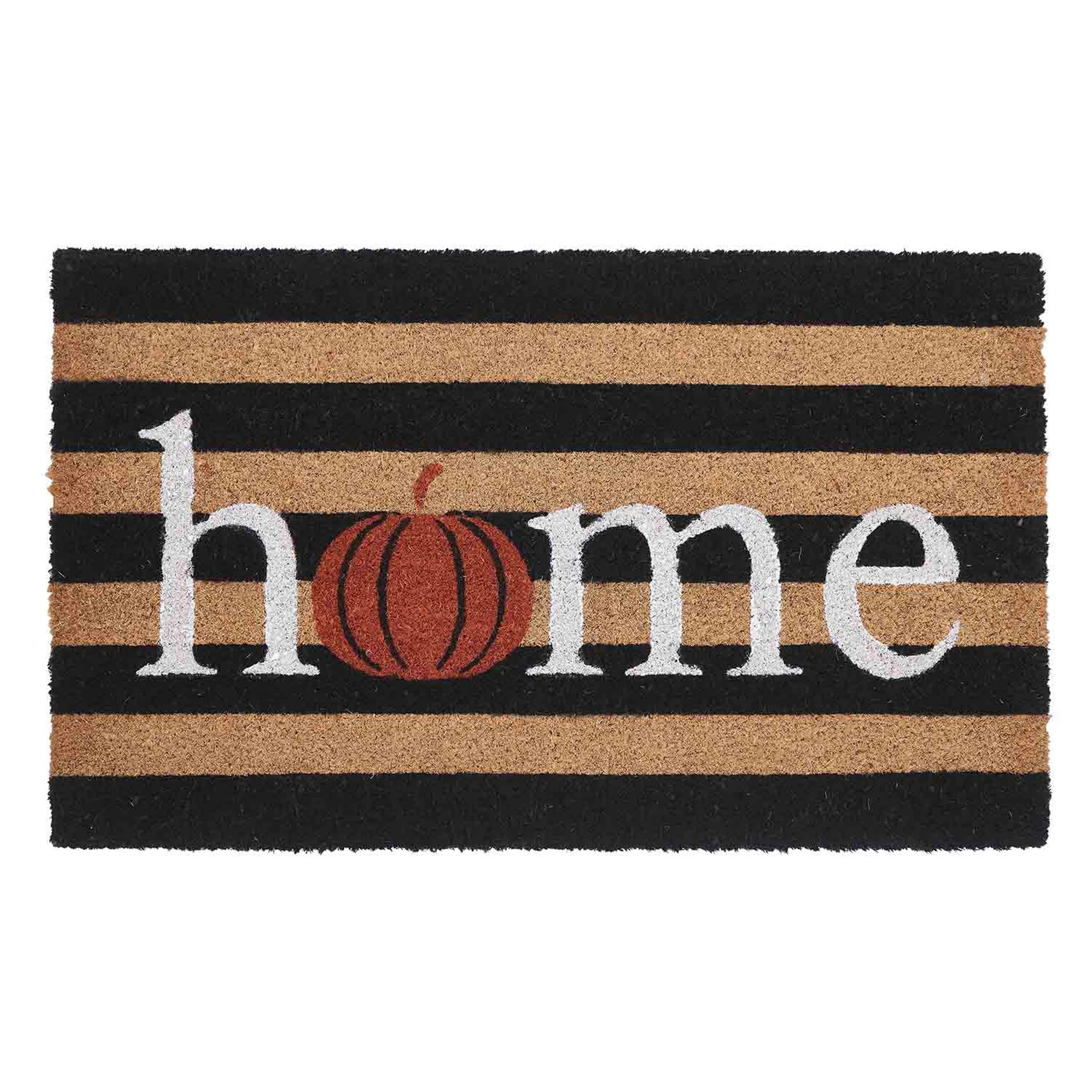 Gracie Oaks Home Pumpkin Multicolor Stripe Halloween Coir Outdoor Doormat, 18" x 30" | Wayfair North America