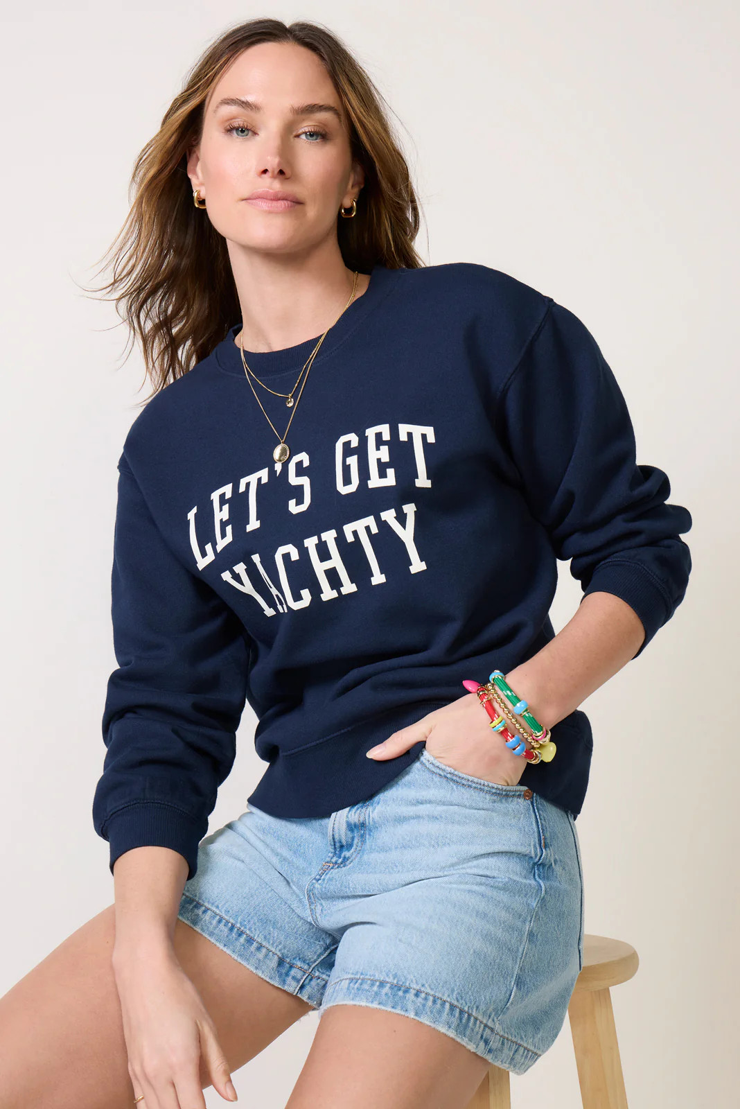 Z SUPPLY Women's Yachty Boyfriend Sweashirt, Size Large, Blue | Evereve