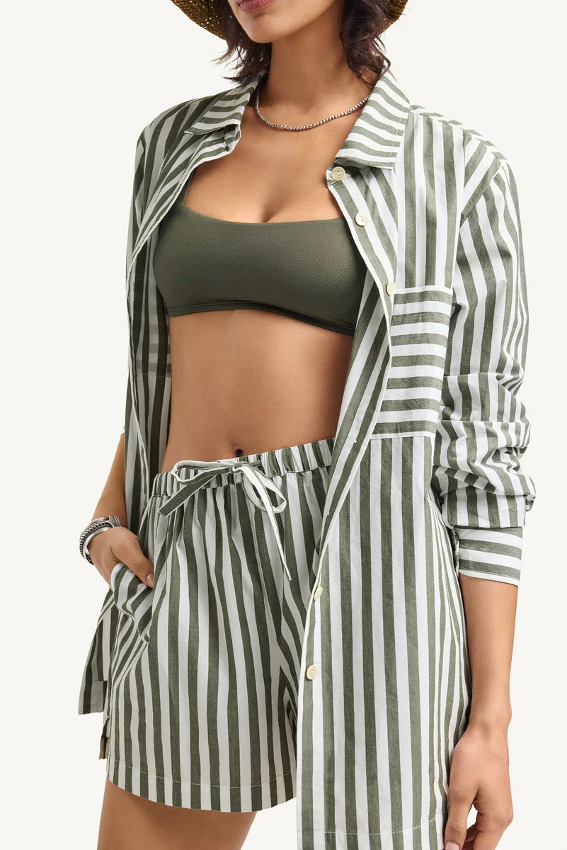 Vitamin A Nadia Shirt Olive Cotton Poplin | Vitamin A