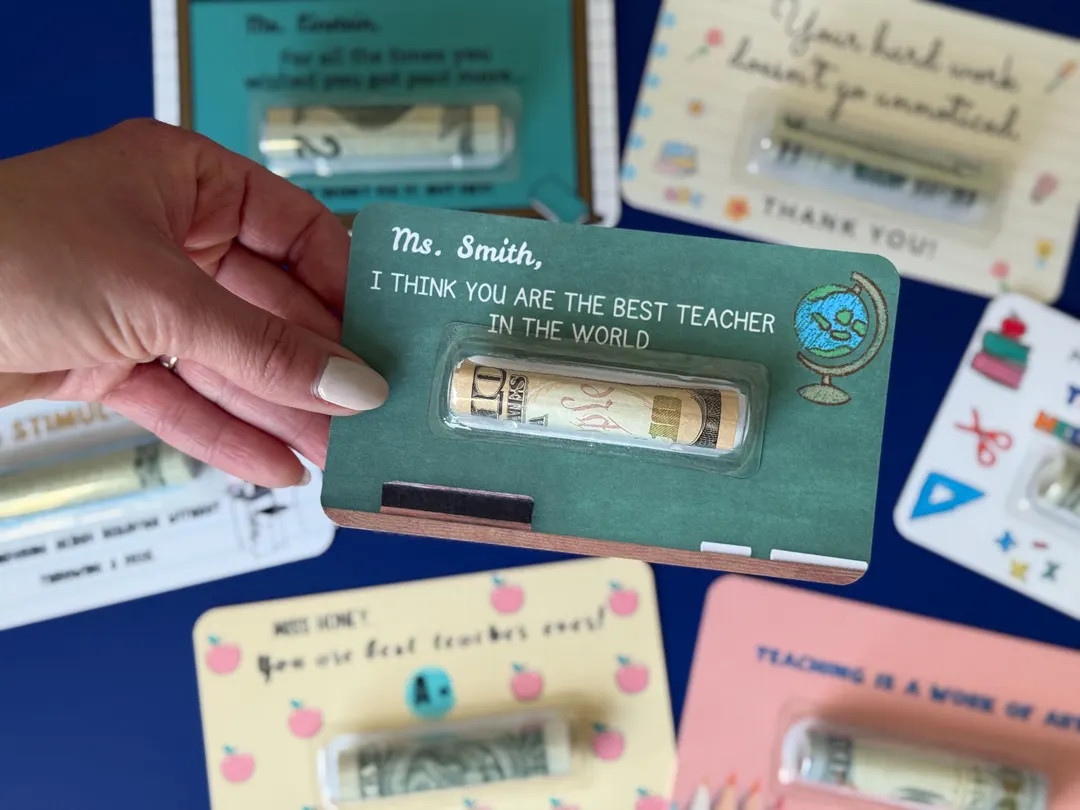 Personalized Teacher Appreciation Week Gift for Teacher Cash Holder Cute Money Card Holders Gift ... | Etsy (US)