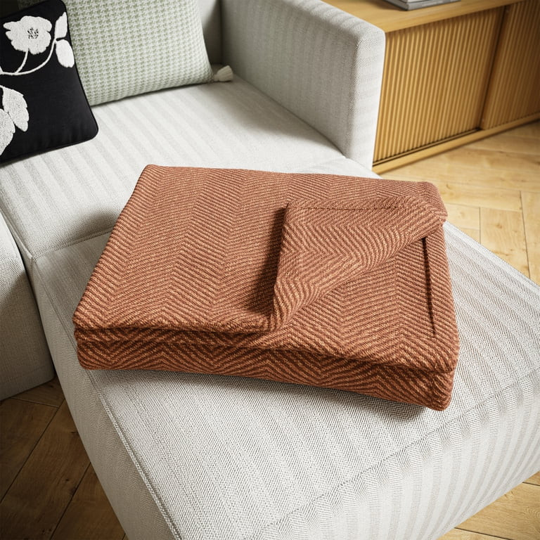 Beautiful Rust Woven Herringbone Throw by Drew Barrymore, 50" x 60" | Walmart (US)