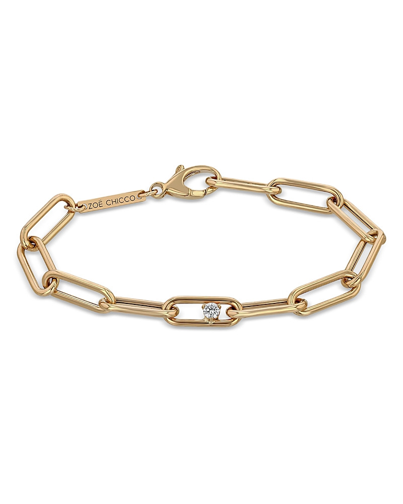 Zoe Chicco 14K Yellow Gold Prong Diamonds Diamond Paperclip Link Bracelet | Bloomingdale's (US)