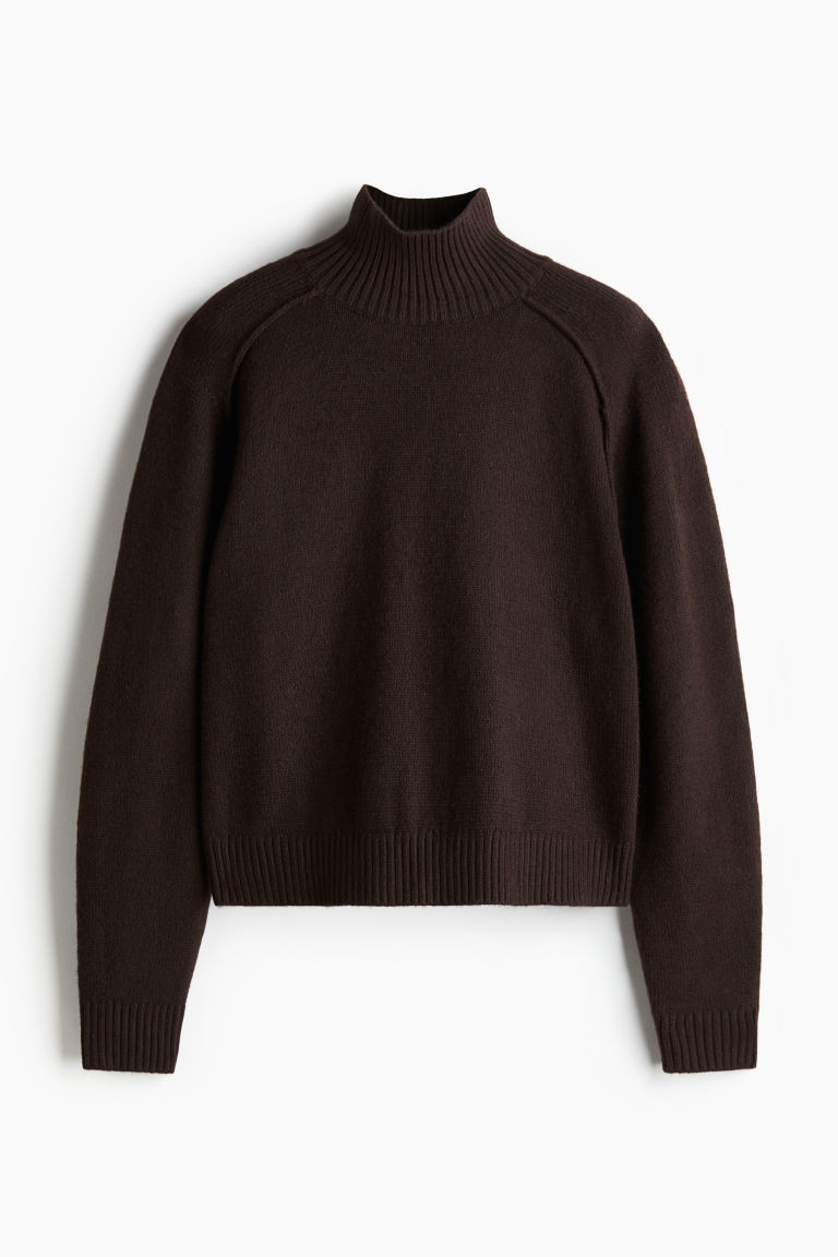 Mock Turtleneck Sweater - Dark brown - Ladies | H&M US | H&M (US + CA)
