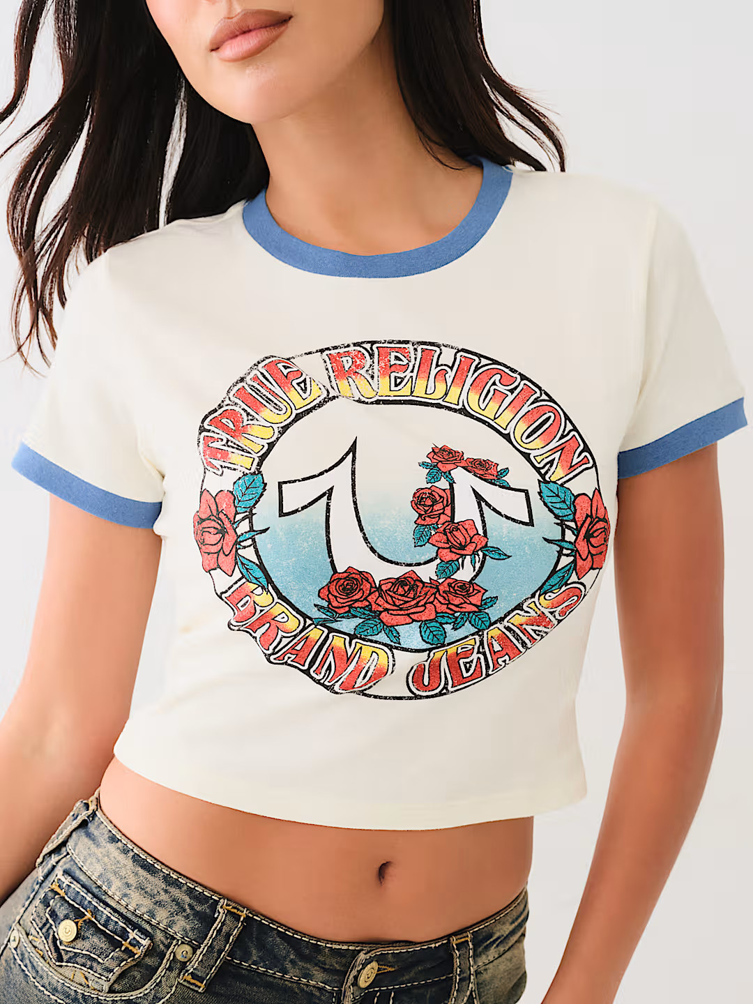 RETRO ROSE RINGER BABY TEE | True Religion