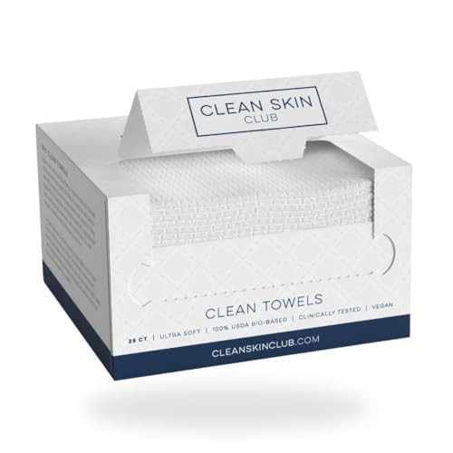 Clean Skin Club Clean Towels, 100% USDA Biobased Dermatologist Approved Face Towel, Disposable Clinically Tested Face Towelette, Facial Washcloth, Makeup Remover Dry Wipes, Ultra Soft, 100 ct, 4 pack | Amazon (US)