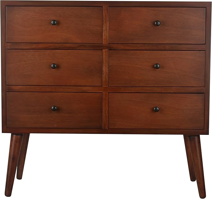 Decor Therapy Mid Century 6-Drawer Wood Accent Chest, Walnut | Amazon (US)