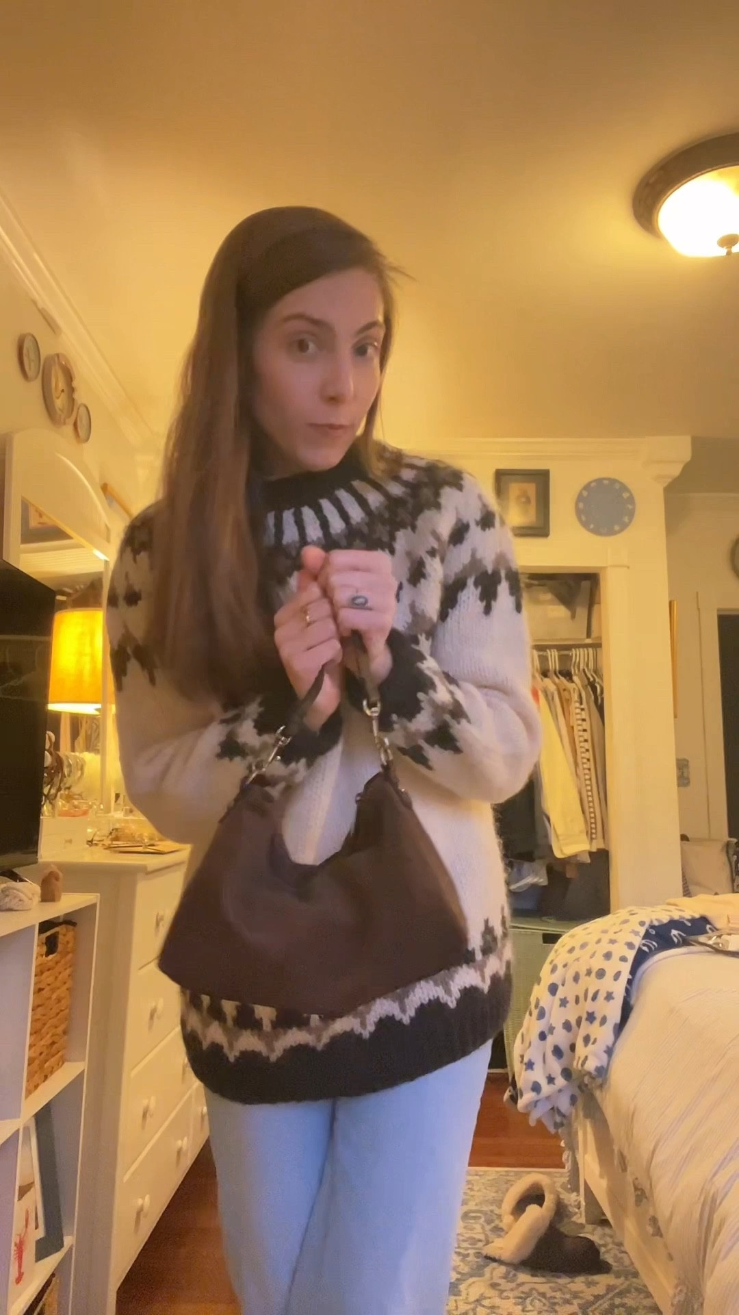 Fair isle sweater, Etsy find, Nordic sweater, winter outfits, winter fashion, suede bag, slouchy bag, straight jeans

#LTKootd #LTKTall #LTKHoliday