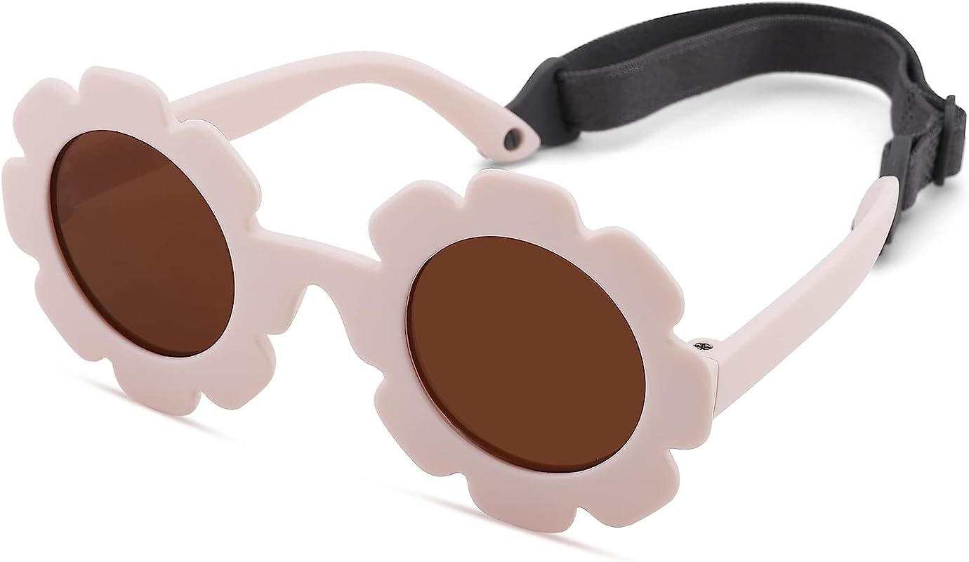 Hycredi Flexible Bendable Flower Baby Polarized Sunglasses with Strap for Newborn Infant Boys Gir... | Amazon (US)