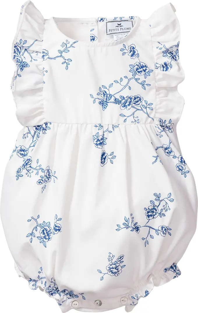 Petite Plume Ruffle Trim Cotton Blend One-Piece Pajamas | Nordstrom | Nordstrom