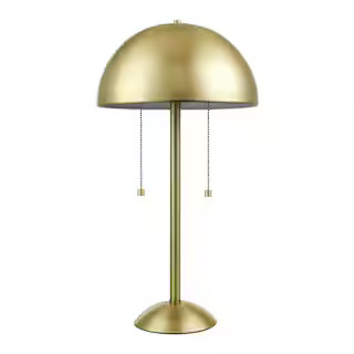 Novogratz x Globe Electric Haydel 21 in. 2-Light Matte Brass Table Lamp 12976 - The Home Depot | The Home Depot