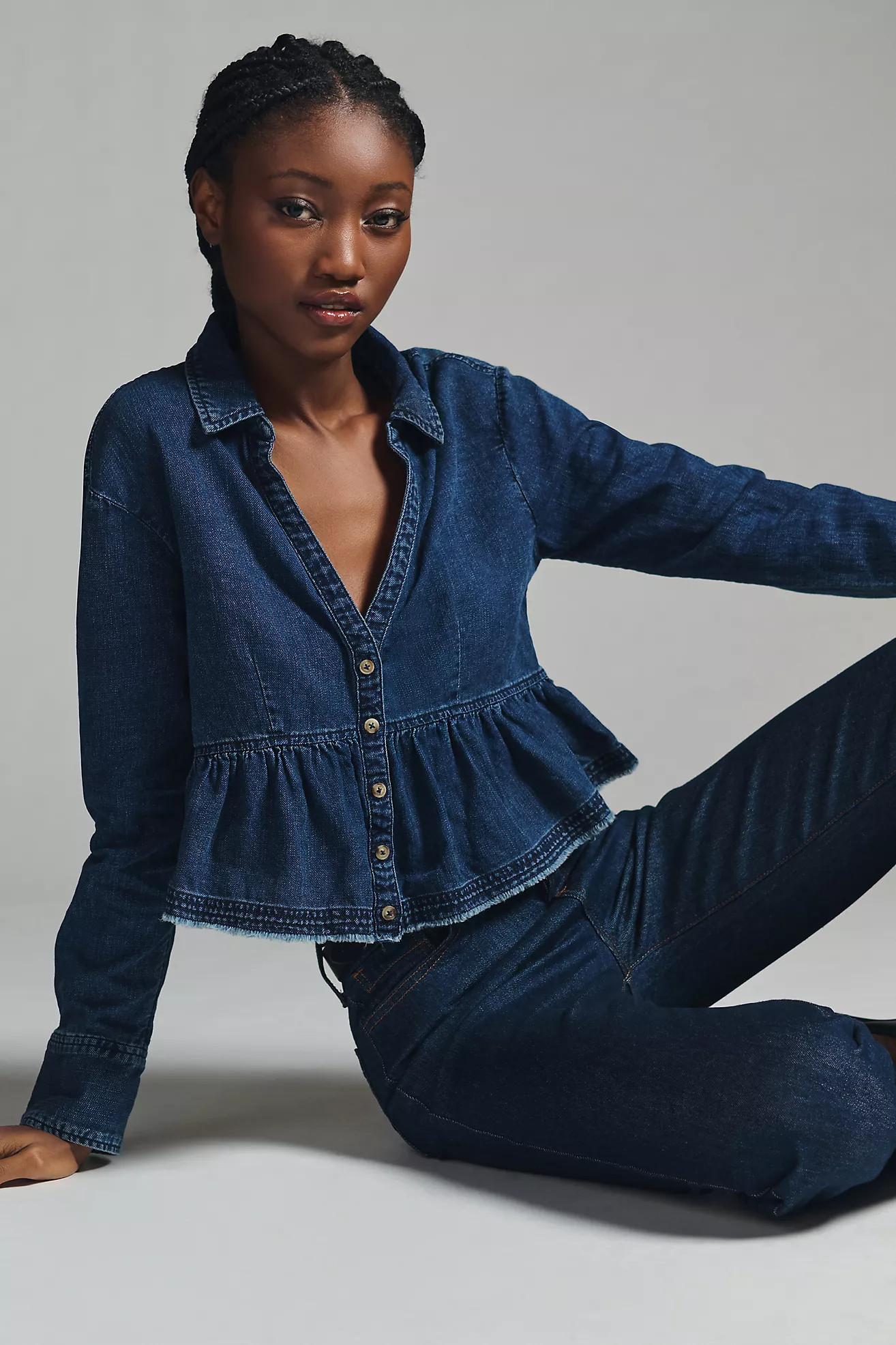 Pilcro Cropped Ruched Blouse | Anthropologie (US)