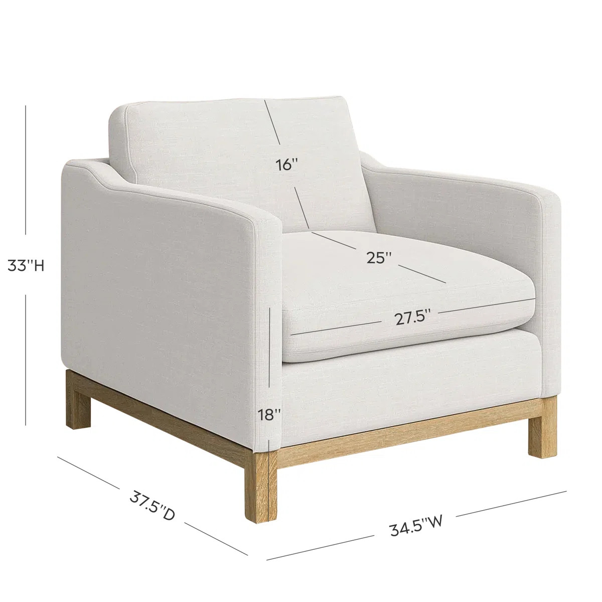 Cami 34.5"W Goose Down Filled Upholstered Armchair | Wayfair North America