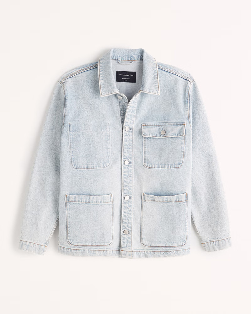 Men's Denim Chore Jacket | Men's Clearance - New Styles Added | Abercrombie.com | Abercrombie & Fitch (US)
