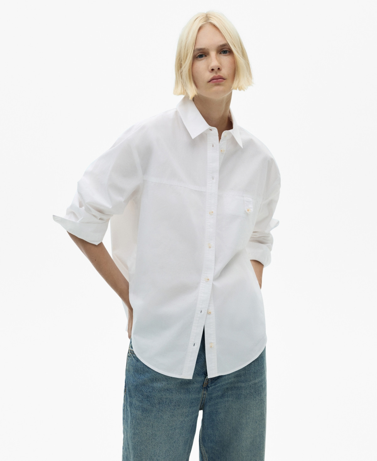 Mango Women's Decorative Button Cotton Shirt - Off White | Macy's