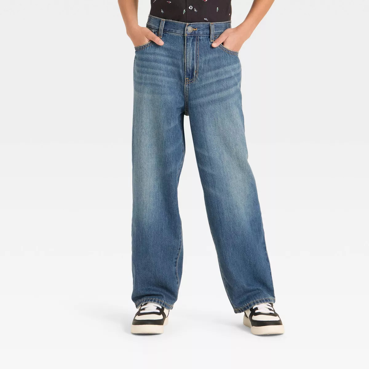 Boys' Mid-Rise Baggy Jeans - art class™ Medium Wash 4 | Target