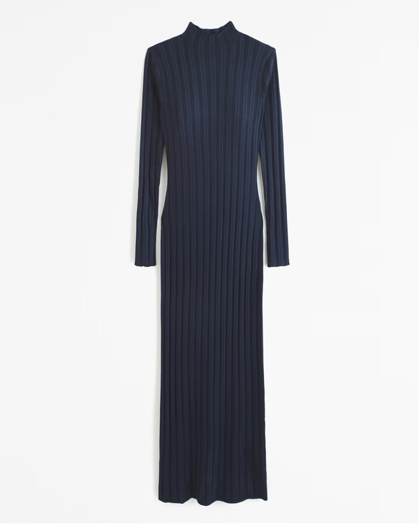 Long-Sleeve Glossy Maxi Sweater Dress | Abercrombie & Fitch (US)