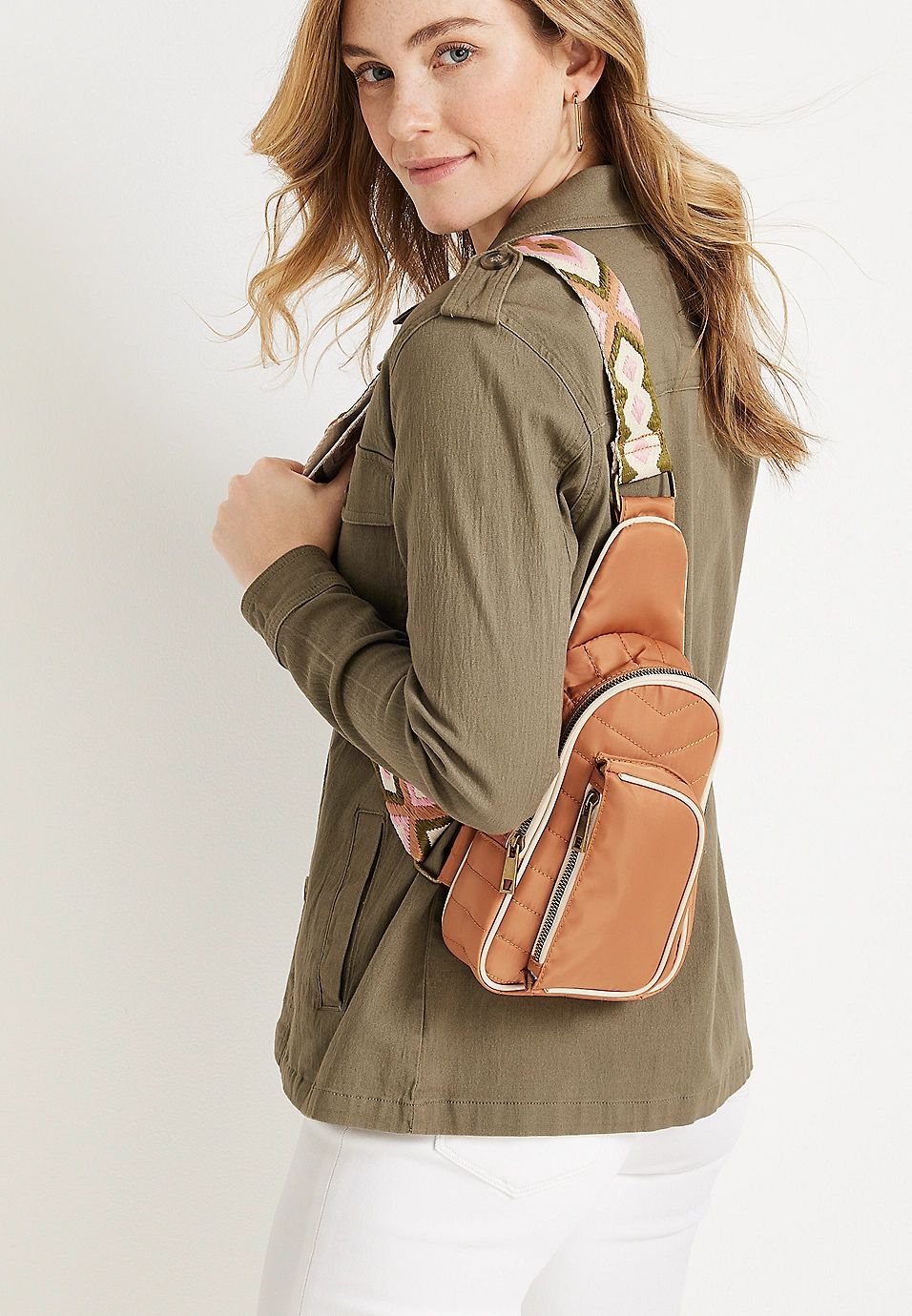 Brown Quilted Sling Bag | Maurices