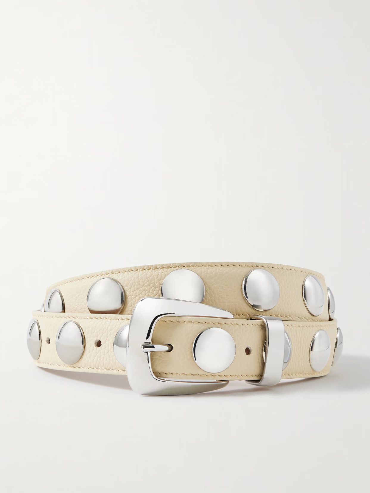 KHAITE - Benny Studded Leather Belt - Ivory - 70 | NET-A-PORTER APAC