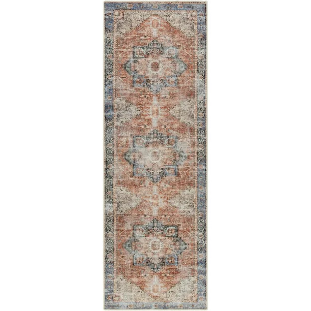 Art of Knot Karolin Coral Traditional Vintage 2'7" x 7'10" Machine Washable Area Rug - Walmart.co... | Walmart (US)