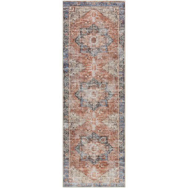 Art of Knot Karolin Coral Traditional Vintage 2'7" x 7'10" Machine Washable Area Rug - Walmart.co... | Walmart (US)