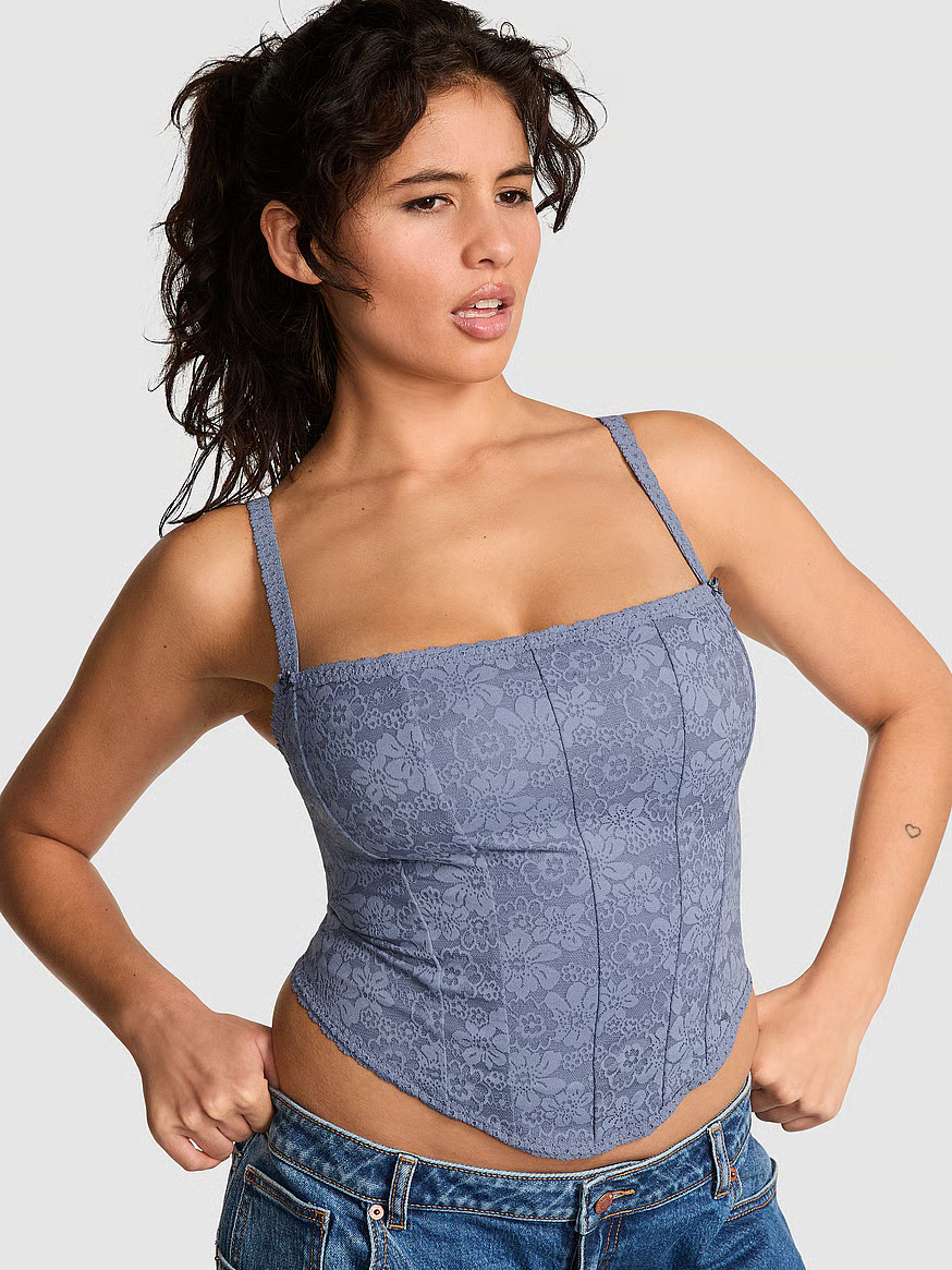 Buy Wink Lace Corset Top, Dusty Iris - Order Bras online - Victoria's Secret US | Victoria's Secret (US / CA )
