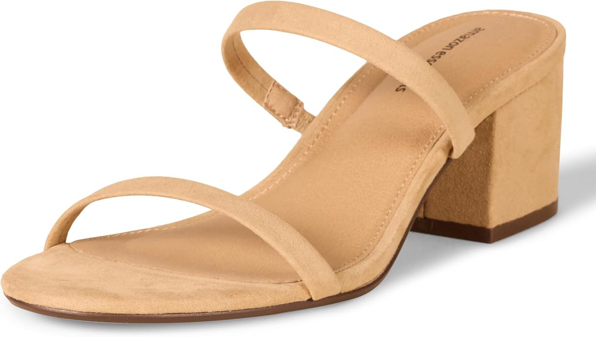 Amazon Essentials Women's Thin Two Strap Block Heel Sandals with Memory Foam Insole, Non-Slip | Amazon (US)