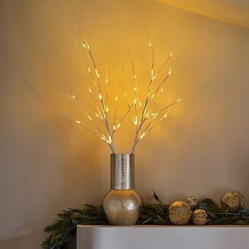 White Wrapped Light-Up Branches | West Elm (US)