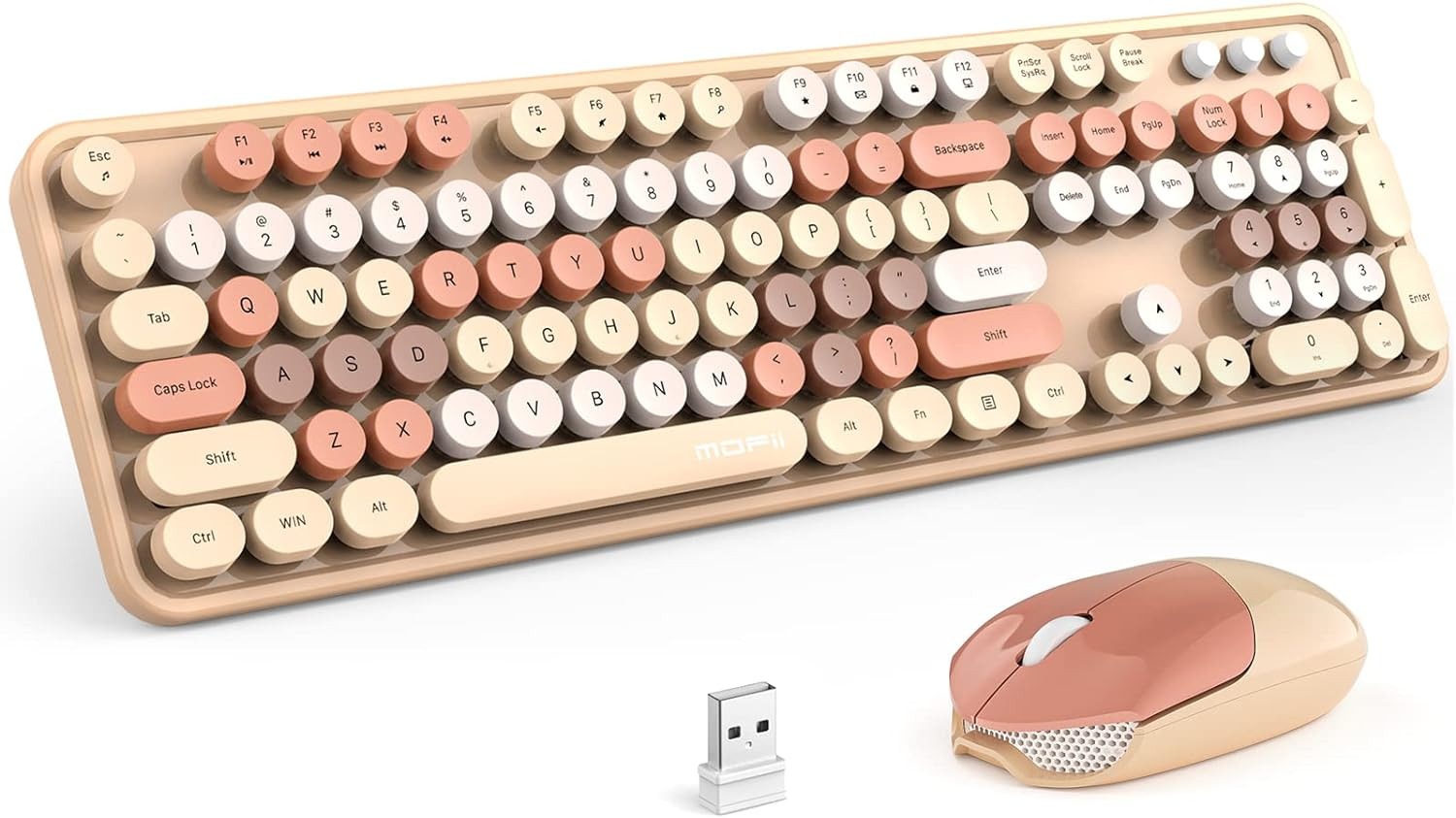 MOFII Wireless Keyboard and Mouse Combo,2.4GHz Retro Full-Size Keyboard with Number Pad and Cute ... | Amazon (US)