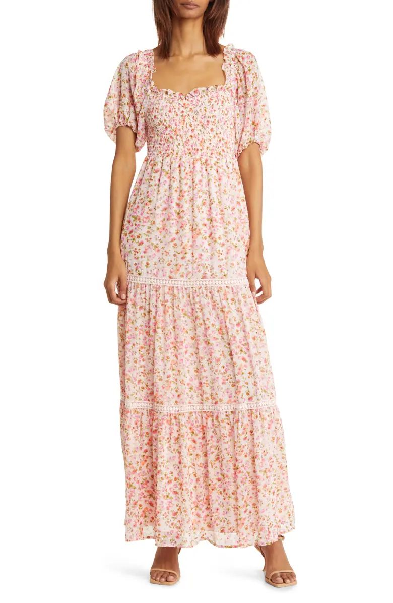 Floral Short Sleeve Smocked Dress | Nordstrom
