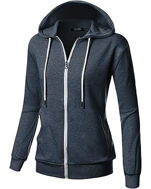 GIVON Basic Lightweight Zip-Up Hoodie Long Sleeve Thin Jacket for Women with Plus Size | Amazon (US)