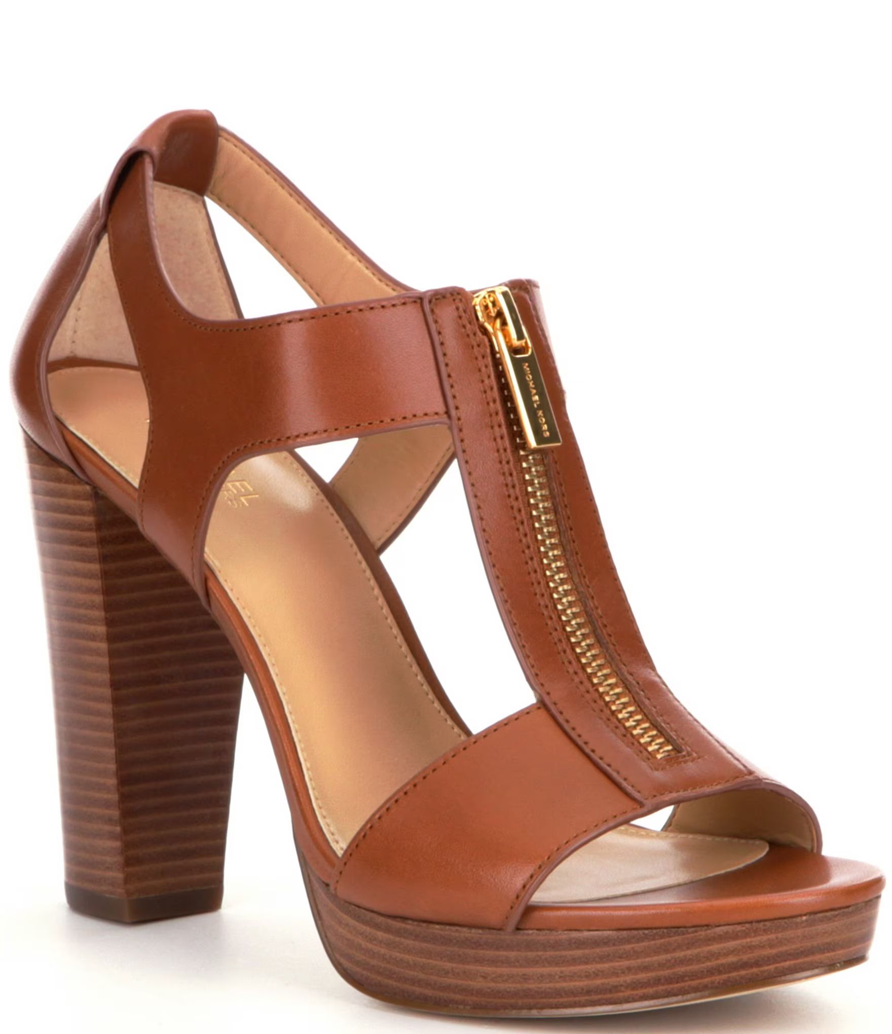 MICHAEL Michael Kors Berkley Leather Zip-Up Block Heel Sandals | Dillards Inc.