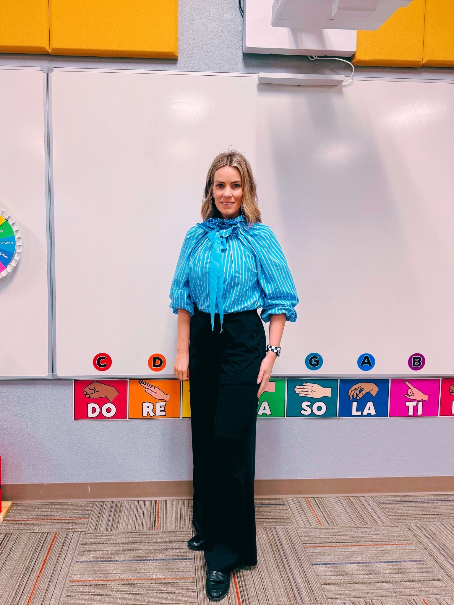 A statement blouse + classic black trousers is one of my favorite teacher outfit formulas lately 💙✨

Polished but still comfortable enough for a full day in the music room 🎶

Everything linked on my LTK!

#LTKootd #LTKWorkwear #LTKOver40