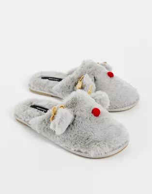 Vero Moda reindeer slippers in grey | ASOS (Global)
