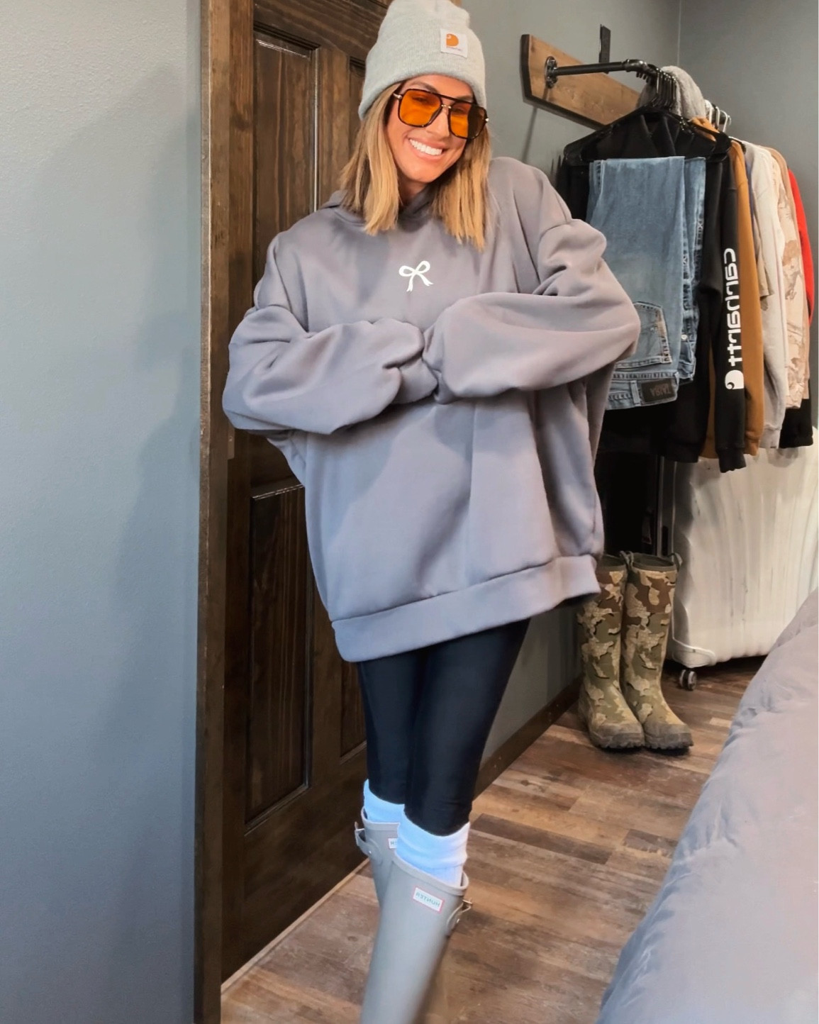 This hoodie is SO stinking cute!! Wearing a medium for an oversized fit. I am SO impressed with these leggings, and my boots are true to size! 

#LTKStyleTip #LTKFindsUnder100 #LTKFindsUnder50