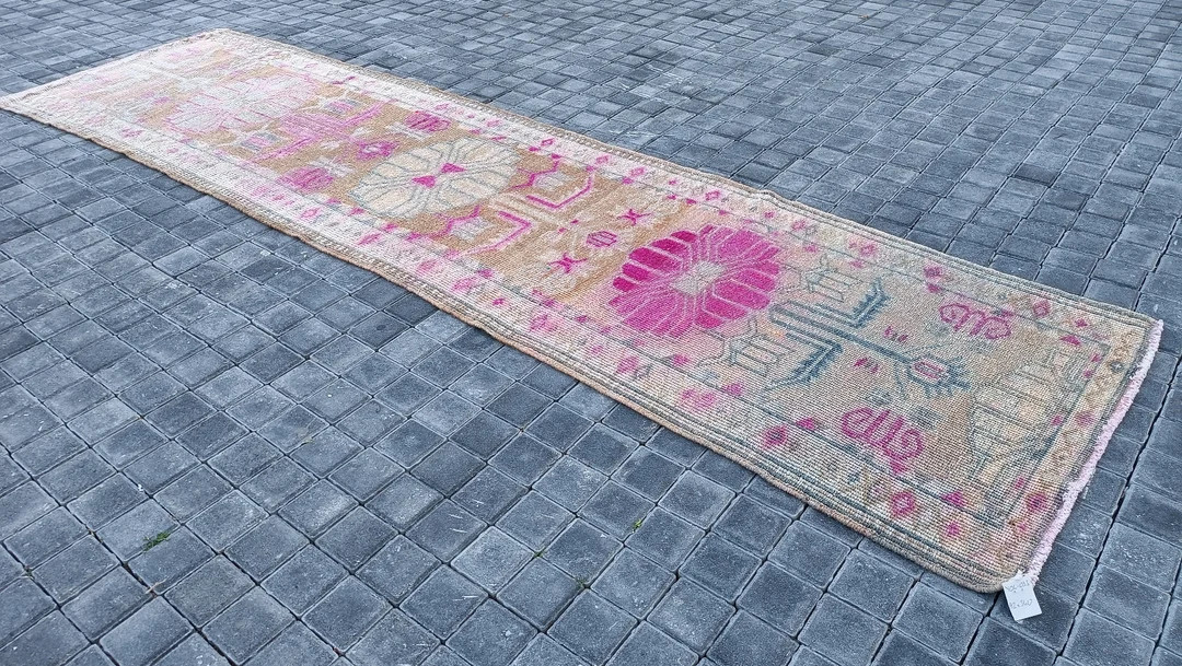 3'x11'2''Ft,Turkish Runner Rug,Oushak Runner Rug,Pastel Colors New Trend Corridor Rug,Long Runner... | Etsy (US)