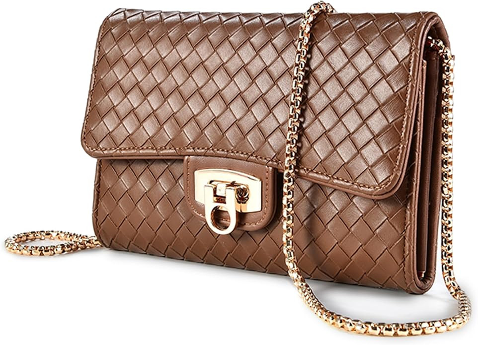 Women's Textured PU Crossbody Bag, Small Gold Chain Shoulder Purse for Daily Use | Amazon (US)