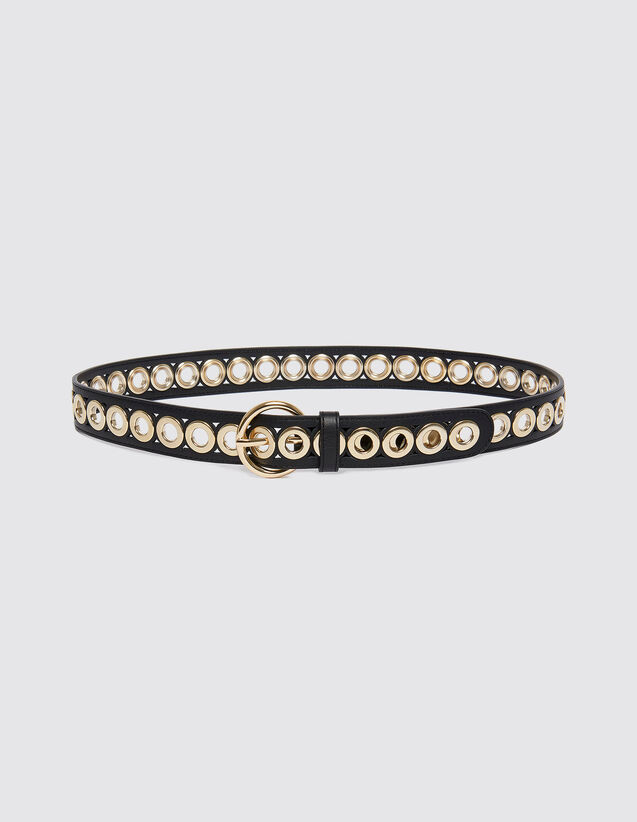 Belt with round buckle and eyelets | Sandro-Paris US