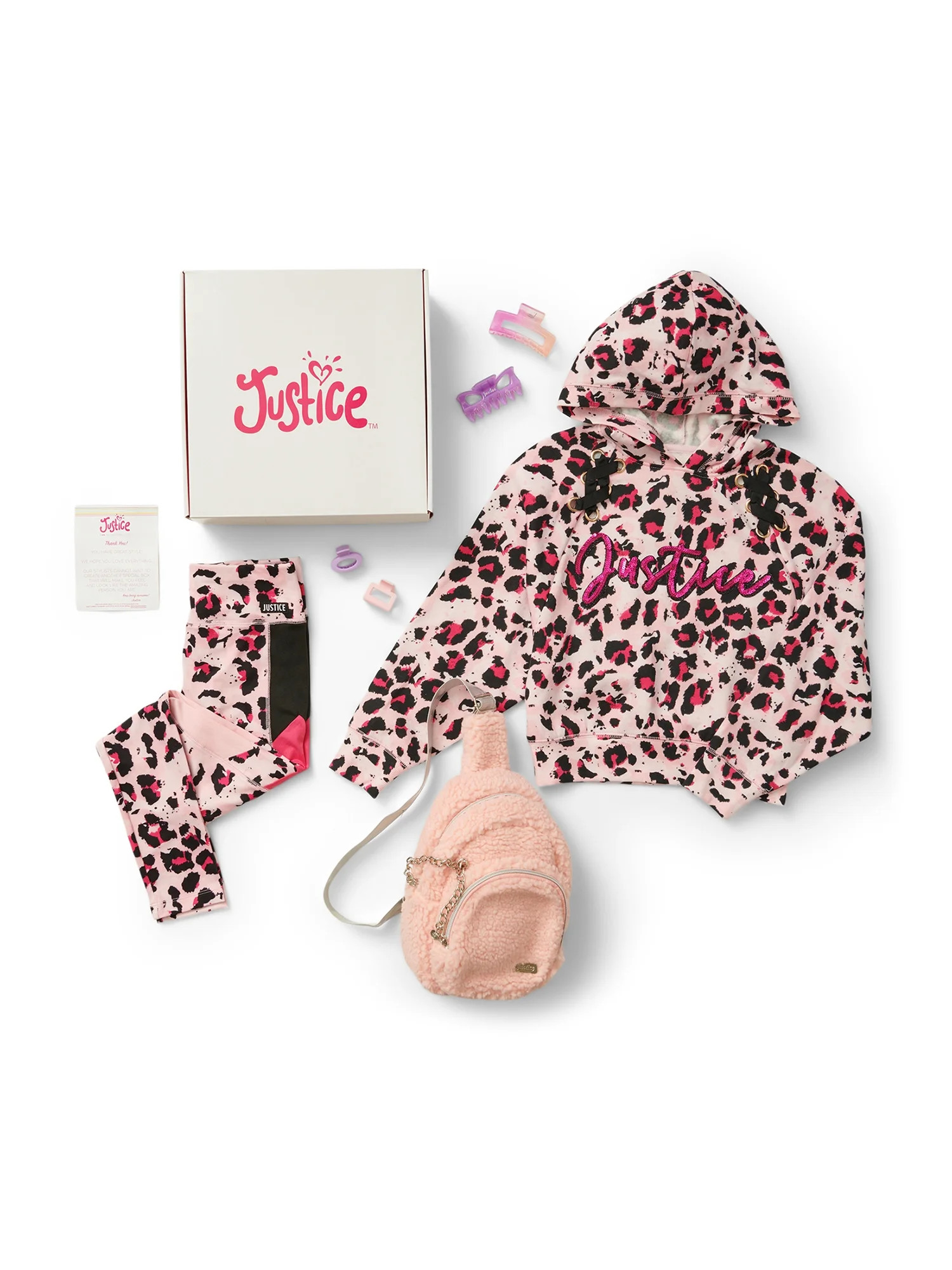 Justice Girls 4-Piece Gift Box Set with Sweatshirt, Leggings, Bag, and Hair Accessories, Sizes 5-... | Walmart (US)