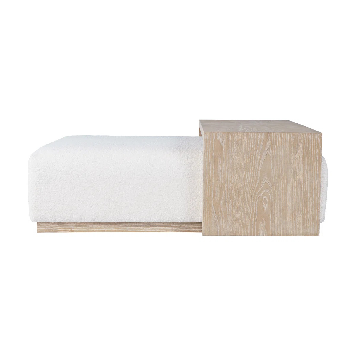 Babs 48" Luxury Ivory Boucle Upholstered Sliding Ottoman with Wheels and Table Top | Wayfair North America