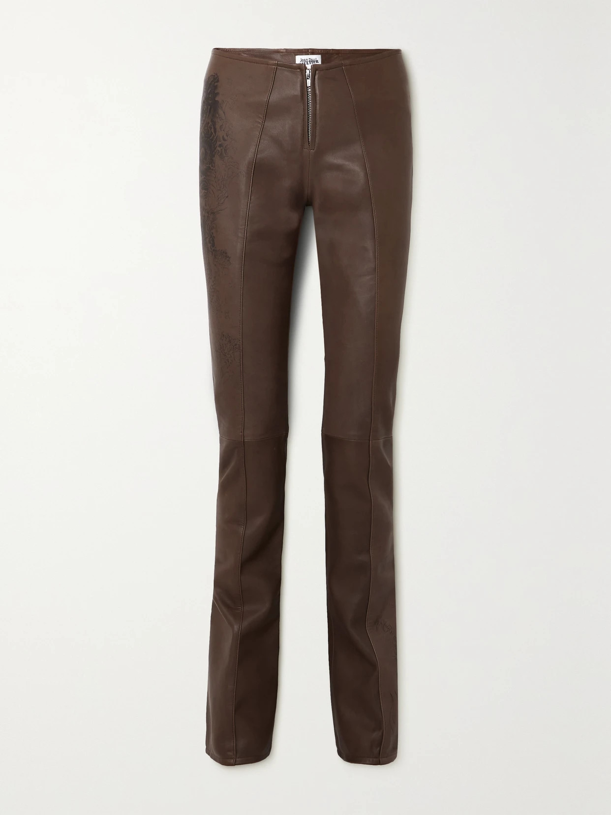 Jean Paul Gaultier - Printed Leather Bootcut Pants - Brown | NET-A-PORTER (UK & EU)