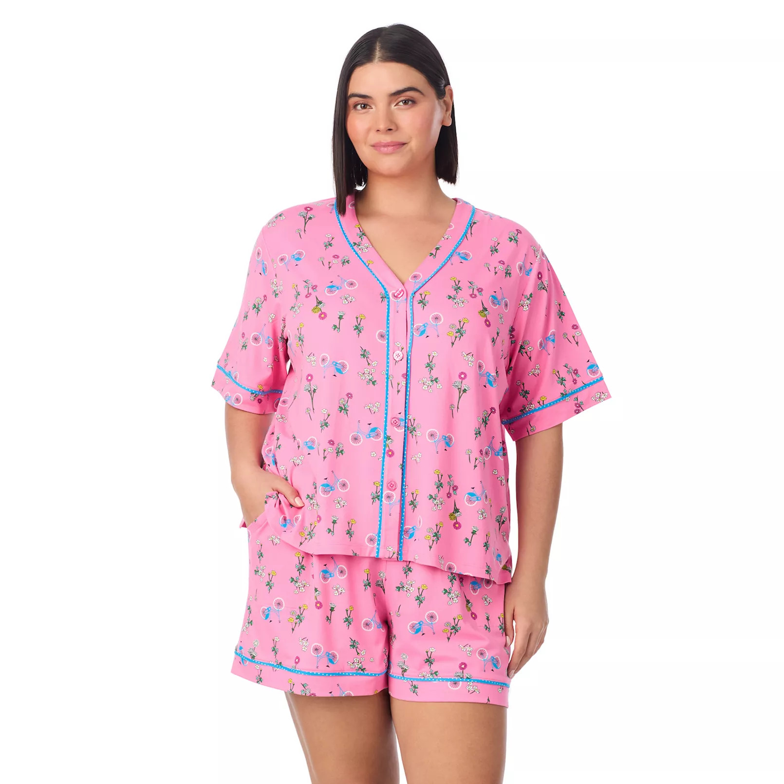 Plus Size Cuddl Duds® Short Sleeve Pajama Top & Pajama Boxer Short Set | Kohl's
