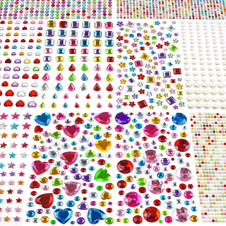 3528 PCS Gem Stickers,Self Adhesive Scrapbook Supplies Rhinestones Crafts | Amazon (US)