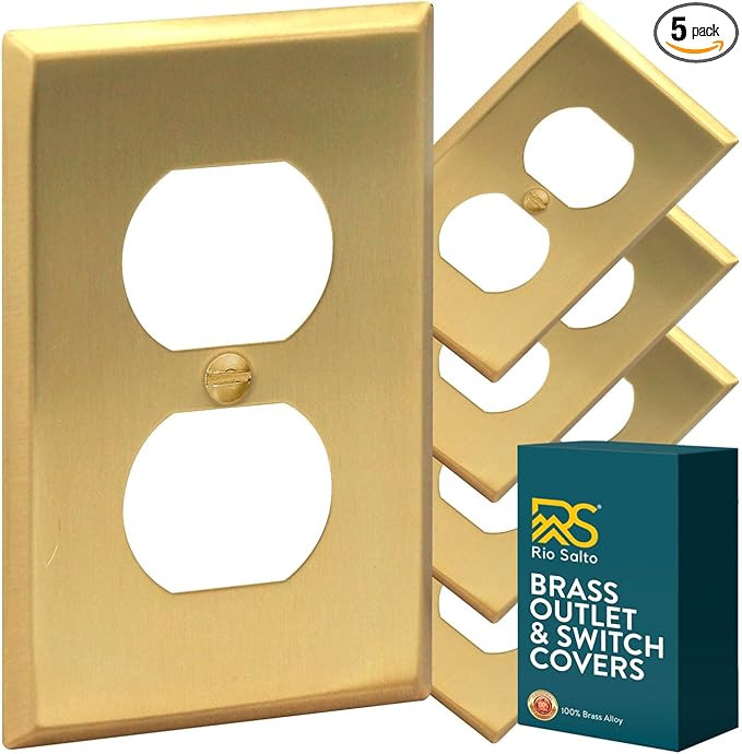 Rio Salto BRASS Metal Gold Outlet Cover or Light Switch Cover Wall Plate Corrosion Resistant Sing... | Amazon (US)