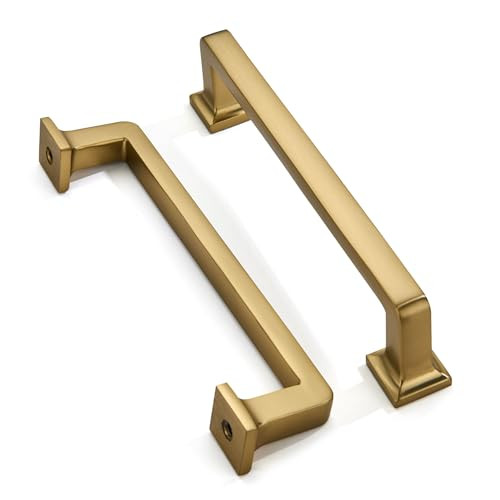 khtumeware 20 Pack Brushed Brass Cabinet Pulls, 5 Inch(128mm) Hole Centers Cabinet Handles Kitchen Hardware Straight Bar for Cabinets and Drawer Pulls | Amazon (US)