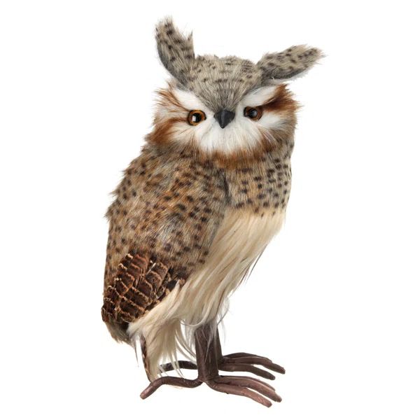 Heinrick Standing Speckled Hoot Owl Figurine | Wayfair North America