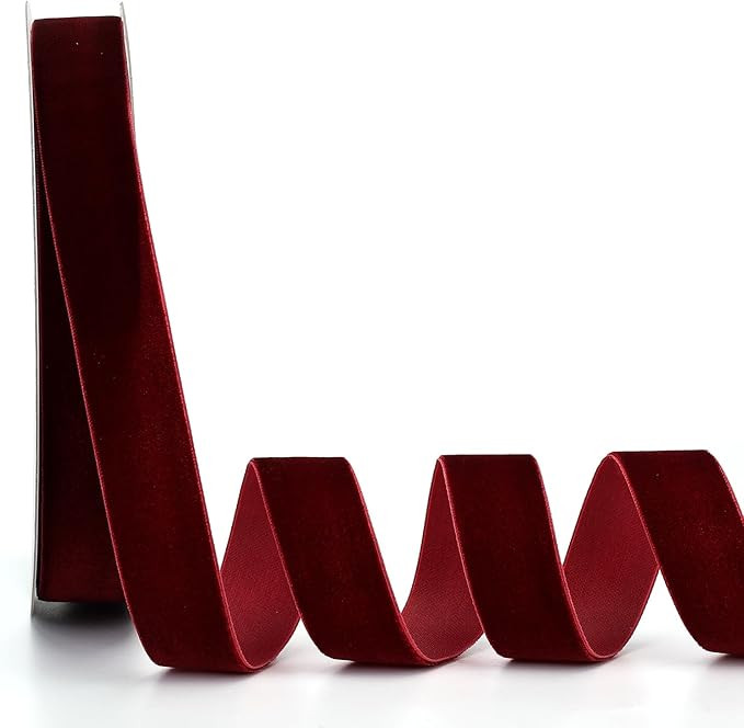 Burgundy Velvet Ribbon 1 Inch x 20Yd,Great for Gift Wrapping,Hair Bows,Christmas,Wedding Party De... | Amazon (US)