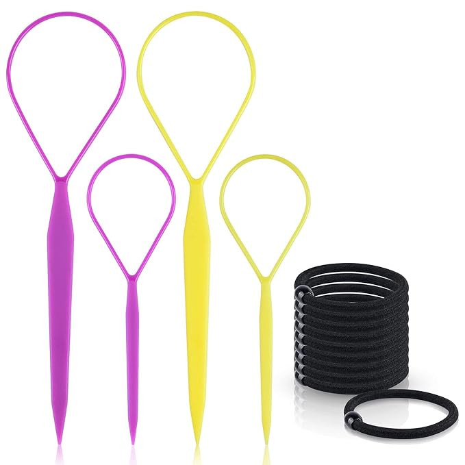 Topsy Tail Hair Tools,TsMADDTs 4 Pcs Hair Braiding Tool Topsy Tail Loop French Braid Loop Tool To... | Amazon (US)