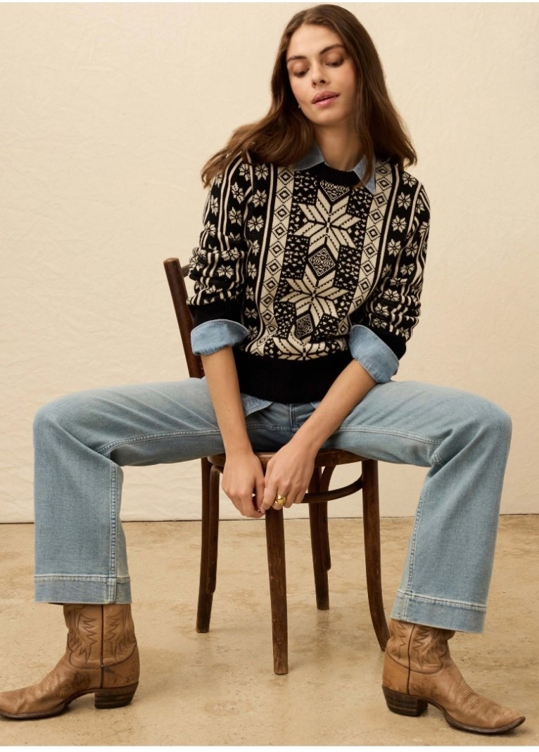 Love this crewneck sweater with a snowflake pattern detail. The perfect winter sweater to take on your ski vacation it’s cozy, classic and effortless pair as well with a button down or a T-shirt and a pair of jeans and your favorite boots. The perfect gift for her your mother-in-law, sister or best friend who loves fashion and cozy sweaters.

#LTKOver40 #LTKGiftGuide #LTKWorkwear