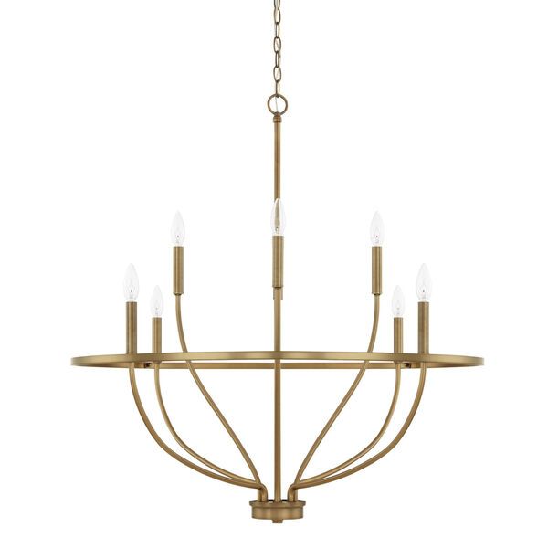HomePlace Greyson Aged Brass 34-Inch Eight-Light Chandelier | Bellacor