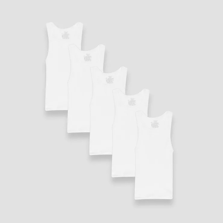 Hanes Boys' Solid 5pk Ribbed Tank - White | Target